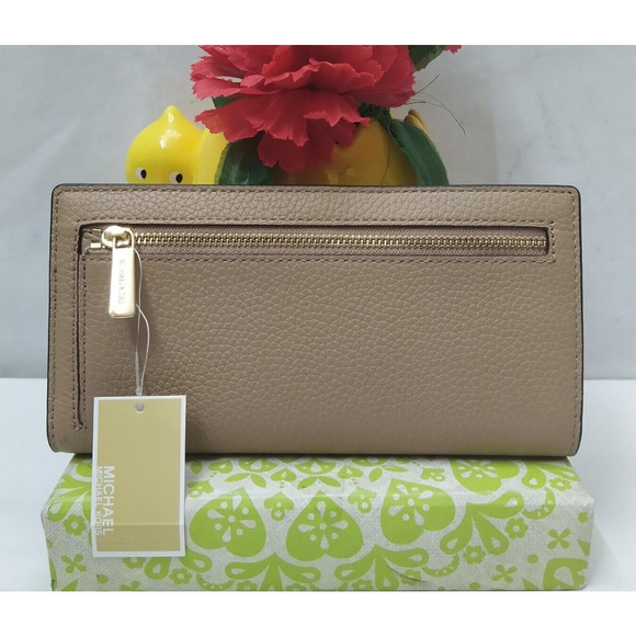 Michael Kors Reed Camel Leather Credit Card Bifold Snap Wallet - NWT $298 - Picture 2 of 14